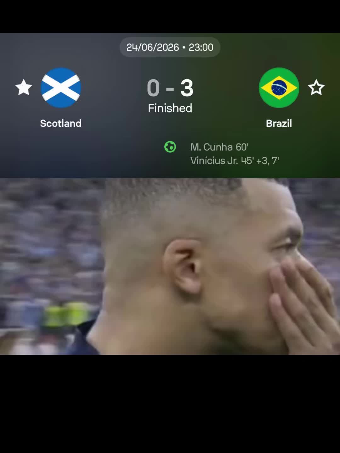 Preview of Scotland versus Brazil on TikTok